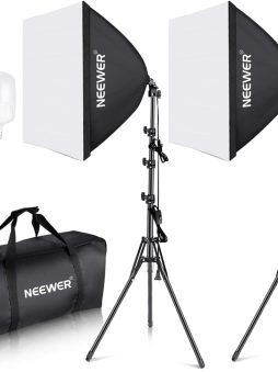 NEEWER 700W Equivalent Softbox Lighting Kit, 2Pack UL Certified 5700K LED Lighting Bulbs, 24x24 inches Softboxes with E26 Socket, Photography Continuous Lighting Kit Photo Studio Equipment